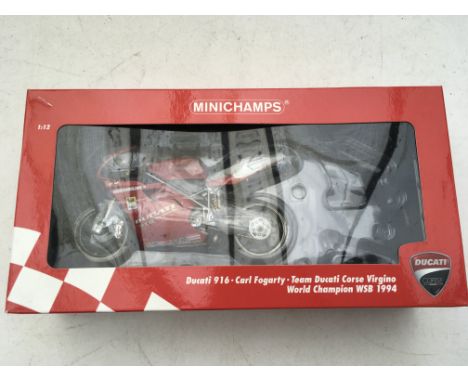 Minichamps, Diecast, Ducati 916, Carl Fogarty, team Ducati, World champion 1994, 1:12 scale, mint and boxed