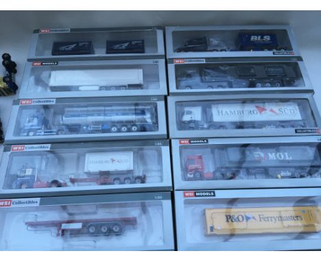 WSI collectibles, 1:50 scale boxed diecast vehicles including Heavy haulage, containers etc