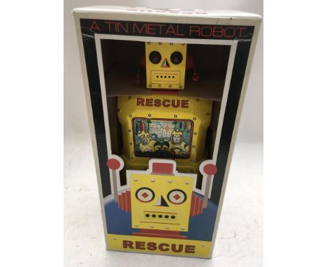 R-1 Rescue robot, tinplate , battery operated, boxed, made by Rocket USA