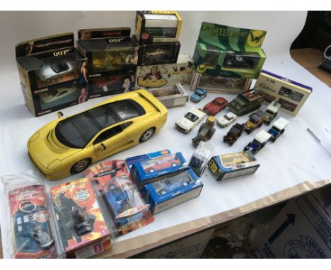 A collection of boxed Diecast vehicles including Corgi James Bond DB5 #96655, Corgi James Bond vehicle's, Corgi Beatles Yello