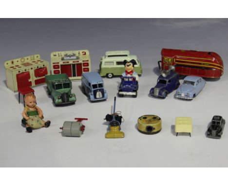 A Dinky Toys No. 465 Morris 10 cwt van 'Capstan', a Bedford tipper lorry, a Corgi Toys No. 420 Ford Thames Airborne caravan a