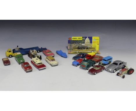 A collection of Corgi Toys and Corgi vehicles, including a No. 262 Lincoln Continental Executive Limousine, a Chitty Chitty B