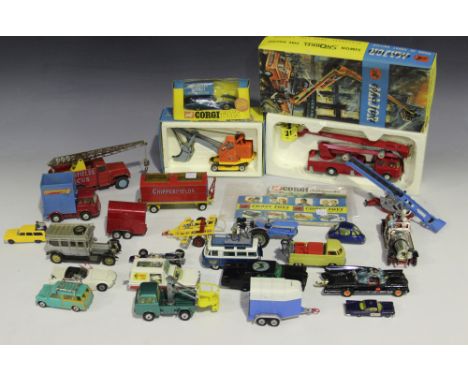 A collection of Corgi Toys vehicles, including a No. 1127 Simon Snorkel fire engine, a No. 1128 Priestman 'Cub' shovel, a No.