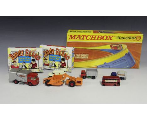 A collection of Matchbox 1-75, Models of Yesteryear and King Size vehicles, including a showman's engine, a refuse truck and 
