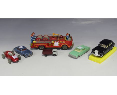 A Dinky Toys No. 152 Rolls-Royce Phantom V, cased, a No. 148 Ford Fairlane, a No. 142 Jaguar Mark X, a Matchbox 7.5 ton tippe