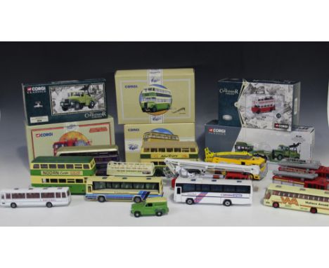 A small collection of Corgi Classics fire engines, buses, coaches and breakdown vehicles, including a No. 21802 Hong Kong AEC