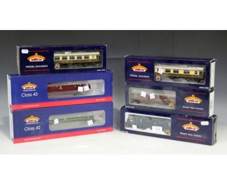 A Bachmann gauge OO No. 32-052A Class 42 diesel locomotive 'Hermes', finished in BR green livery, a No. 32-065 Class 43 diese