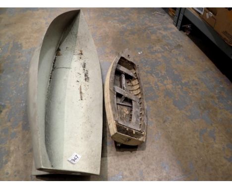 Two model boat hulls. Not available for in-house P&amp;P 
