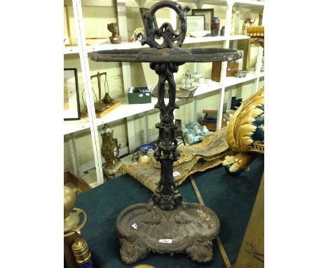 A black painted early 20th century style cast iron stick stand.