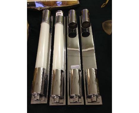 A set of four Art Deco chrome plated florescent tube wall lights.