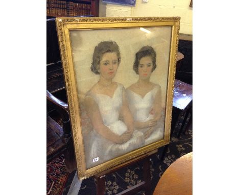 Jean (Elizabeth) Hervey: framed and glazed portrait; Miss Anthea and Miss Jennifer Gill in ballerina costumes.