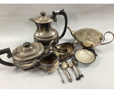 J.T&amp;Co Ld; An EPNS Four Piece Teaset, comprising coffee pot, teapot, twin handled sugar bowl and cream jug, together with