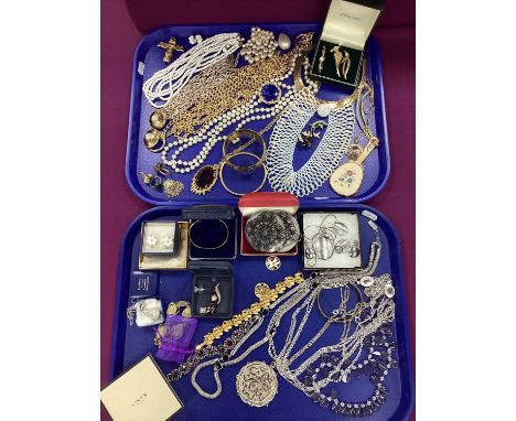 A Selection of Costume Jewellery, to include Attwood &amp; Sawyer panda brooch, dolphin brooch, cat brooch, Irish copper cuff