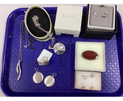 A Collection of "925" and Other Jewellery, to include a vintage scent bottle pendant, suspended on a belcher link chain, hard