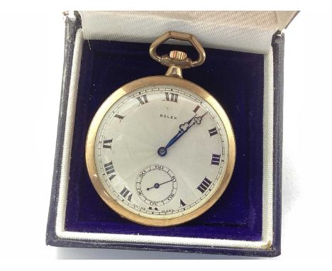 Rolex; A Vintage Rolled Gold Cased Openface Pocket Watch, the signed textured dial with black Roman numerals and seconds subs
