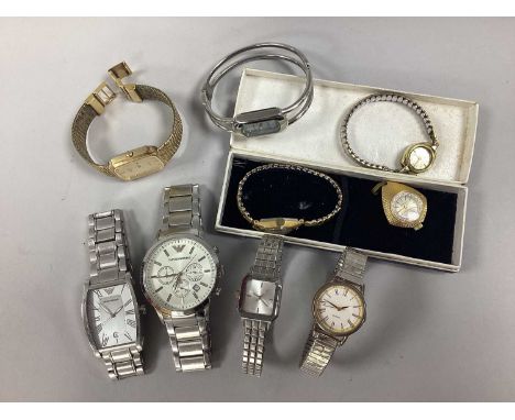 A Small Collection of Ladies and Gent's Wristwatches, including Emporio Armani (2), Rotary, Oris, etc, together with an Inger