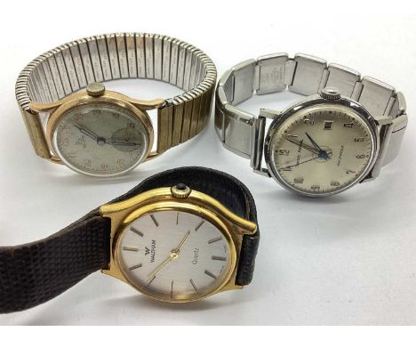 Record; A 9ct Gold Cased Gent's Wristwatch, the circular signed dial with Arabic numerals, second subsidiary dial, to later a