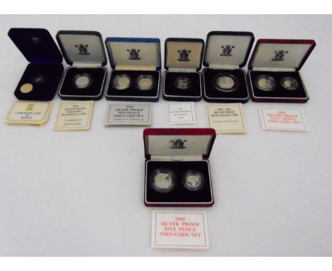 A quantity of silver proof coins to include 1990 Piedfort five pence, 1992 Piedfort ten pence, 1993 fifty pence, 1992 ten pen