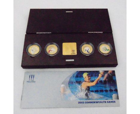 2002 United Kingdom Commonwealth Games silver Piedfort collection cased set to include COA