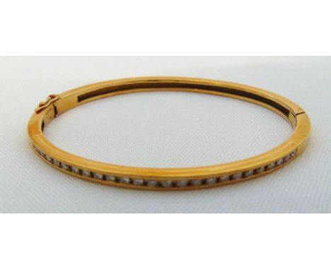 18ct yellow gold and diamond bangle, approx total weight 22.7g