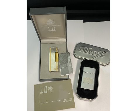 A boxed vintage Dunhill lighter and a Davidoff lighter 