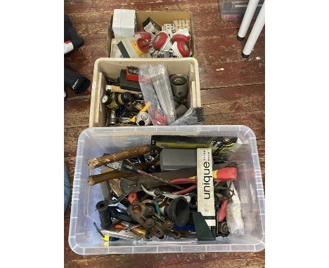 Three boxes of tools and electricals (untested), shipping unavailable