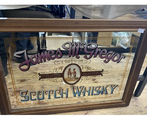 A James McGregor whiskey advertising mirror 95x69cm, shipping unavailable