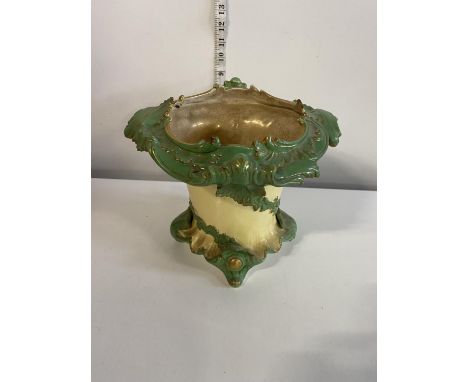 A 19th century Coalport Green and Yellow ceramic planter, shipping unavailable