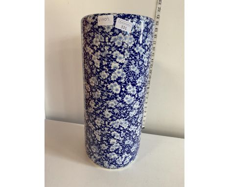 A Blue and White transfer printed stick stand H47cm, shipping unavailable