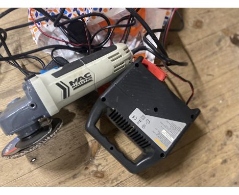 A 4" angle grinder and a battery charger (untested) shipping unavailable