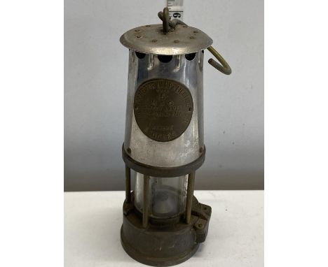 A type 5 Eccles colliery miners lamp (crack to glass) 