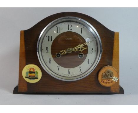 A 1950's Enfield Oak Cased Mantle Clock, Movement in Need of Attention, 30cm Wide 