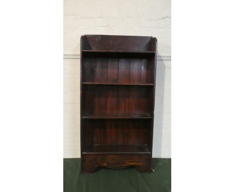 An Edwardian Hall Shelf Stained Wooden Bookcase with Galleried Top, 54cm Wide 