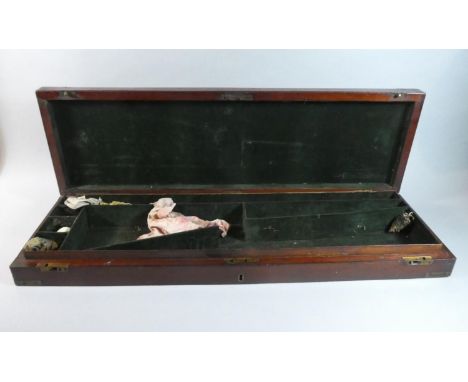 A Late 19th Century Brass Inlaid and Mounted Mahogany Shotgun Case with Fitted Interior Containing Some Cleaning Tools and Cl