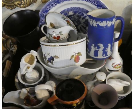 A Collection of Ceramics to Include Wedgwood Jug and Pots, Poole, Royal Worcester Evesham, Vases, Plates etc 