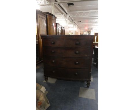 A 19th Century Mahogany Bow Fronted Chest of Two Short and Three Long Drawers, 110cm Wide 