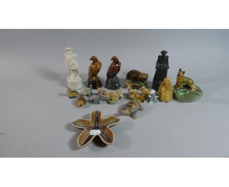 A Collection of Wade Whimsies, Wade Pipe Rest, Beswick Beneagles Decanters etc 