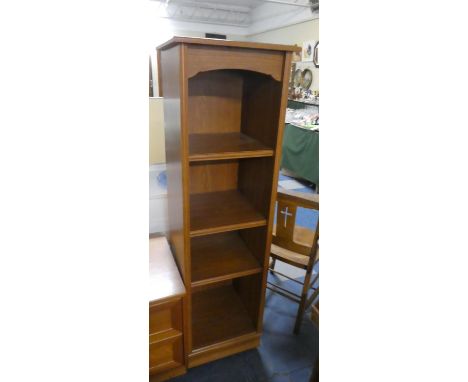 A Modern Four Shelf Narrow Bookcase on Casters, 42.5cm Wide 