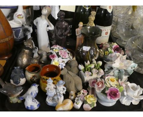 A Collection of Ceramic Figural and Animal Ornaments to Include Spanish Girl Ornament, Beswick Whitethroat Bird, Posy Ornamen