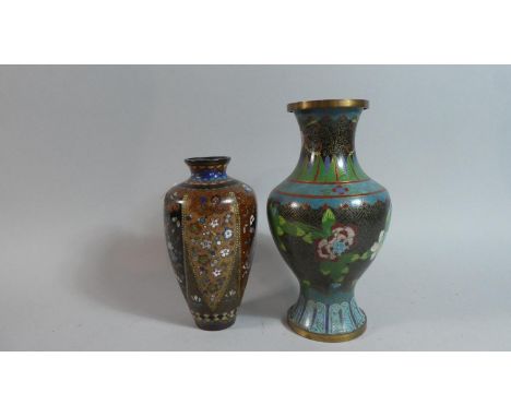 An Oriental Late 19th/Early 20th Century Cloisonne Vase (Some Damage to Enamel) Together with a Later Example, 18cm and 24cm 