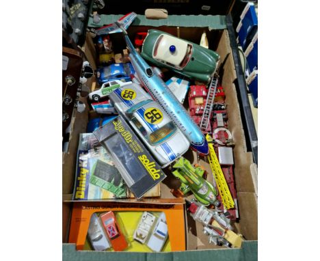 A box of assorted diecast vehicles to include Corgi, Schuco, Matchbox, Dinky &amp; Solido etc.  