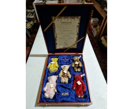 A cased set of Steiff bears; UK Baby Bears 1994-1998.  