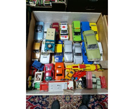 a box of assorted diecast vehicles to include Burago, Solido Tonka &amp; Polistil.  