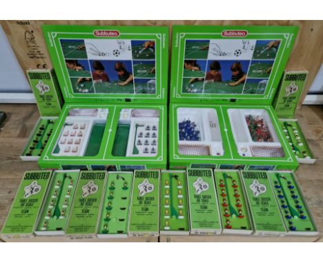 A group of Subbuteo items comprising of 2 games sets (1 missing pitch) &amp; 7 HW team sets (6 (Aldershot 145, Cape town city