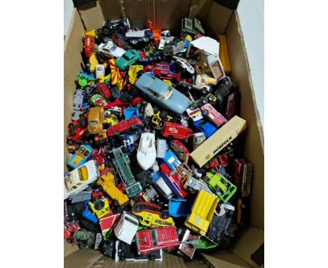 A box of die-cast model vehicles to include Corgi &amp; Matchbox etc.  