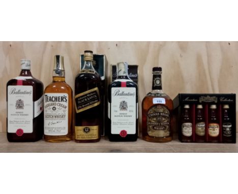 A mixed lot of whisky comprising Chivas Regal 12 year old 1L, Teacher's 750ml, Ballentine's finest Scotch, Ballentine's 12 ye