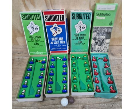 A group of 4 Subbuteo teams in original boxes to include Melchester Rovers,  3 x HW sets (1 x Scotland) &amp; 2 footballs.  