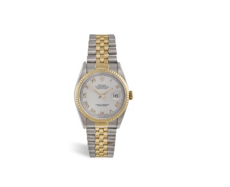 A STAINLESS STEEL AND GOLD AUTOMATIC CALENDAR BRACELET WATCH, BY ROLEX, CIRCA 1990 31-Jewel Cal.3135 automatic movement adjus