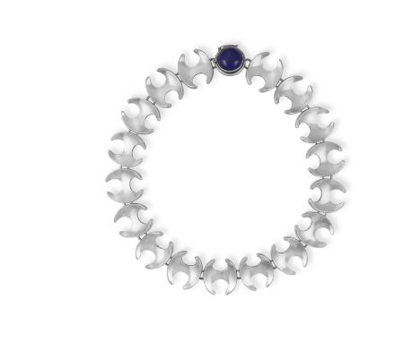 A SILVER NECKLACE, BY HENNING KOPPEL FOR GEORG JENSEN, CIRCA 1950 Composed of a series of fancy-shaped links with a round-sha