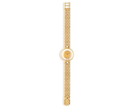 A LADY'S 18K GOLD 'HAPPY DIAMONDS' WRISTWATCH, BY CHOPARD 4-jewel ETA 2001001-Cal quartz movement, the circular case with cha